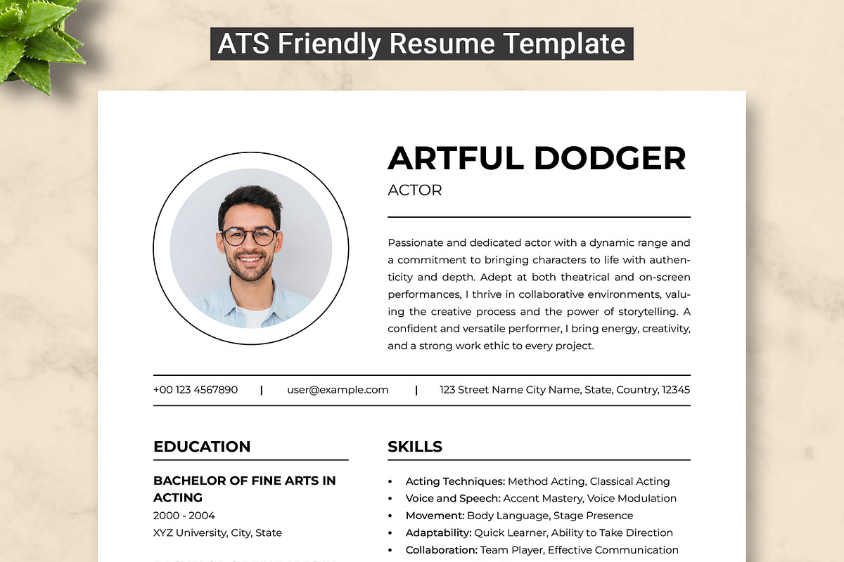 Actor Resume Template, a Resume Template by ResumeInventor (Photo 1 of 9)