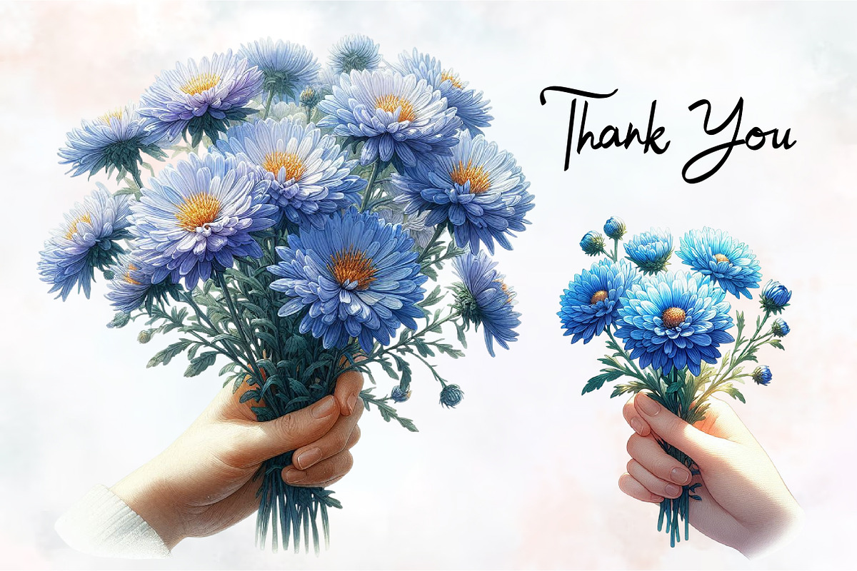 Aster Flower Watercolor Cliparts, an Illustration by RobertsArt (Photo 8 of 8)