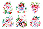 Strawberry Dessert Watercolor Clipar, a Seasonal Illustration by Daily.Designs (Thumbnail 4 of 5)