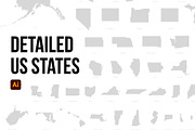 Detailed Vector US States, an Object Graphic by Loudoun Design Co. (Thumbnail 1 of 3)