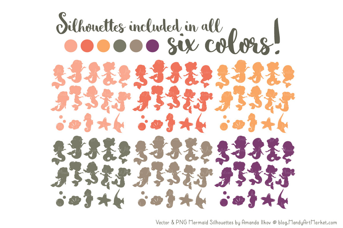 Mermaid Silhouettes in Antique Peach, an Illustration by Amanda Ilkov (Photo 3 of 3)