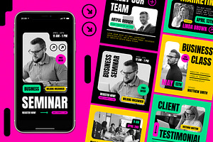 Yellow Bold Business Instagram Set, a Social Media Template by Aiyari Graphic