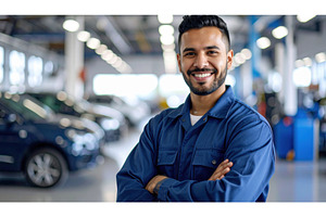 A cheerful auto mechanic inside a, a Person Photo by Igor Tichonow