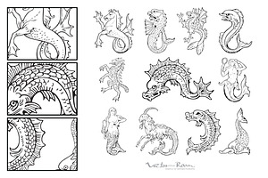 Set Of Heraldic Monsters