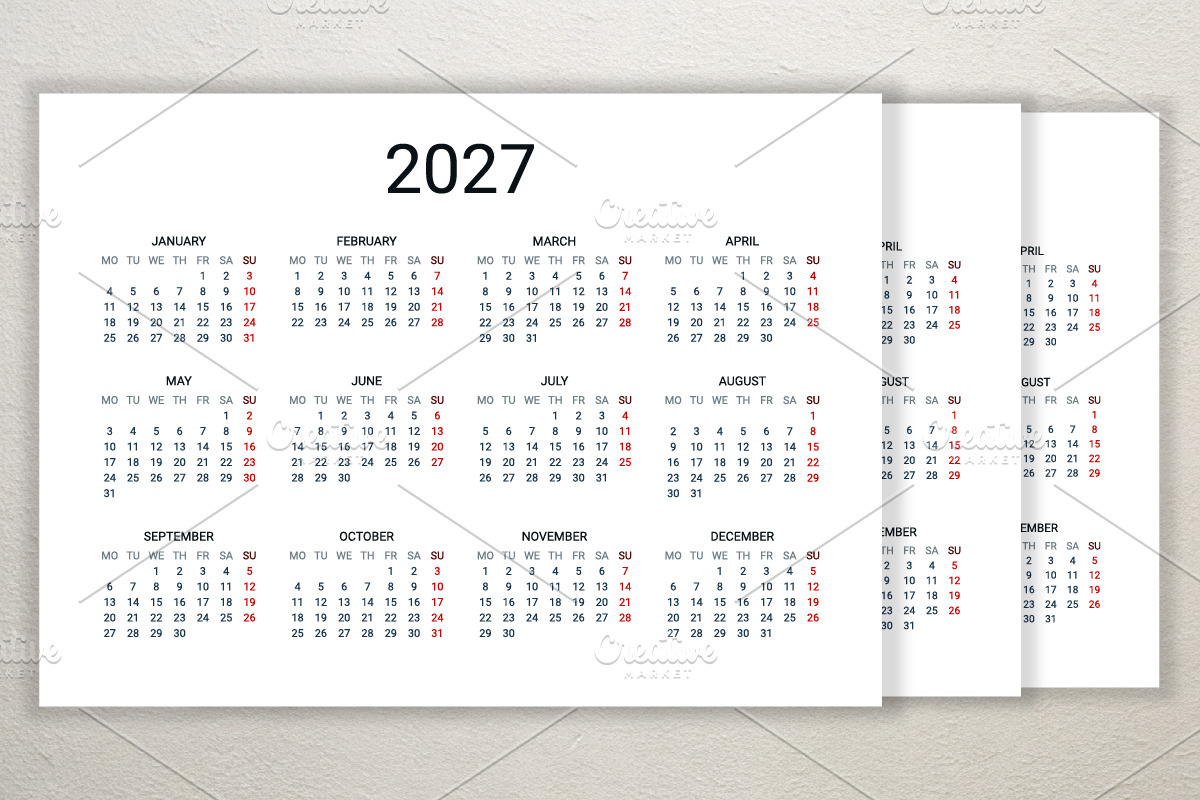 2027 calendar template in English, a Stationery Template by Ederella (Photo 2 of 2)