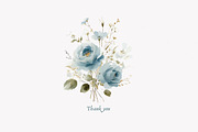 watercolor blue preppy floral clipar, an Illustration by Patishop Art (Thumbnail 7 of 10)