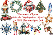 Watercolor Christmas Decor Clipart, an Illustration by DreamCafeArt (Thumbnail 1 of 7)