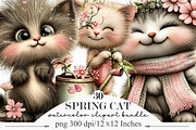 Whimsical Spring Cat Clipart, an Illustration by Designking (Thumbnail 1 of 5)