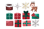 Cute Christmas Clipart Set, an Illustration by HabitusDesigns (Thumbnail 5 of 7)