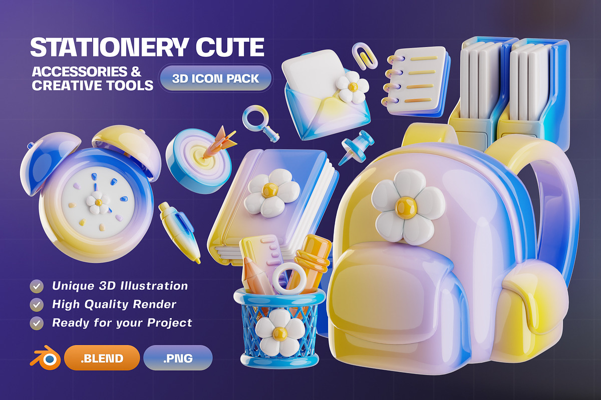 Stationery Cute 3D Icon Pack, an Object 3D Model by Haps Space (Photo 1 of 4)