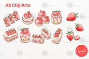 Strawberry Watercolor Cake Clipart, a Food Illustration by creationsbyapuruh (Thumbnail 2 of 5)