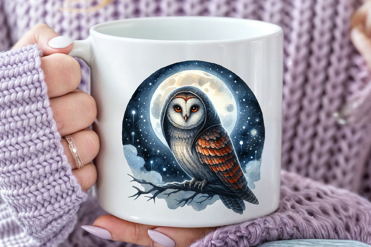 Watercolor Spooky Owls Clipart, an Illustration by Rose Art (Photo 5 of 7)