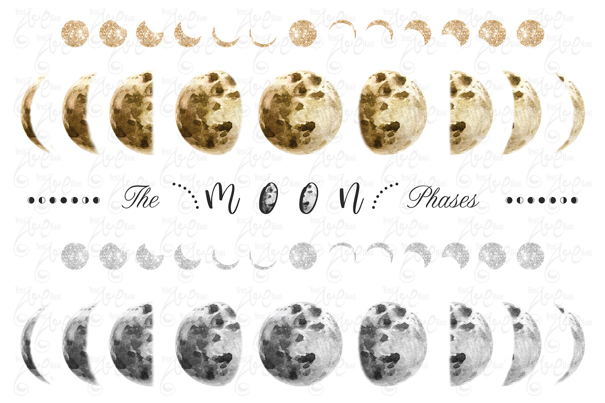 The Moon Phases Collection Set, a Decorative Illustration by YenzArtHaut (Photo 2 of 2)