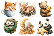 Sleepy Animals Clipart, an Animal Illustration by Designworld (Thumbnail 3 of 5)