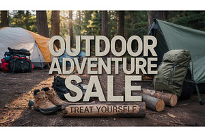 Camping gear and tents in a forest, an Illustration by tilialucida