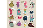 Set of funny monsters, an Illustration by Anna Guz's Store (Thumbnail 3 of 4)