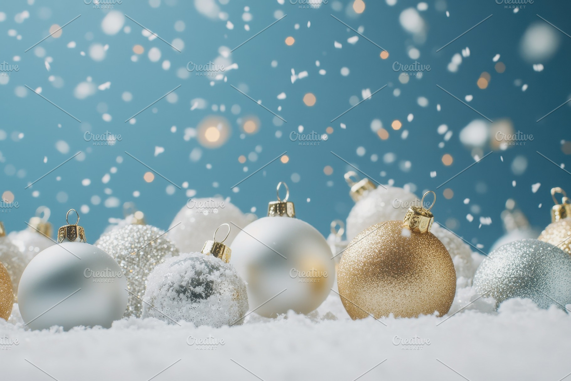 Christmas baubles sparkle while snow, a Photo by Iftikhar Alam