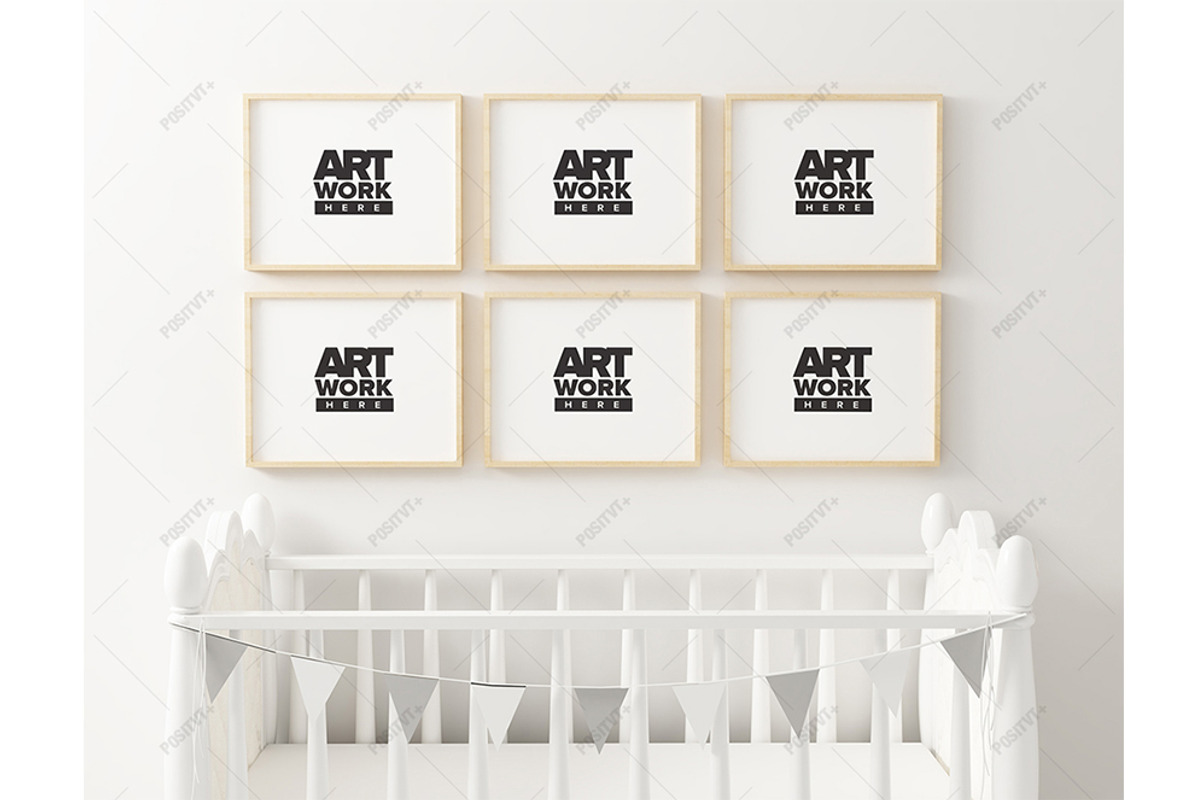 Nursery Frame Mockup 6 Panel, a Print Template by positvtplus