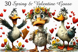 Spring & Valentine Goose Clipart, an Illustration by Craft Nest