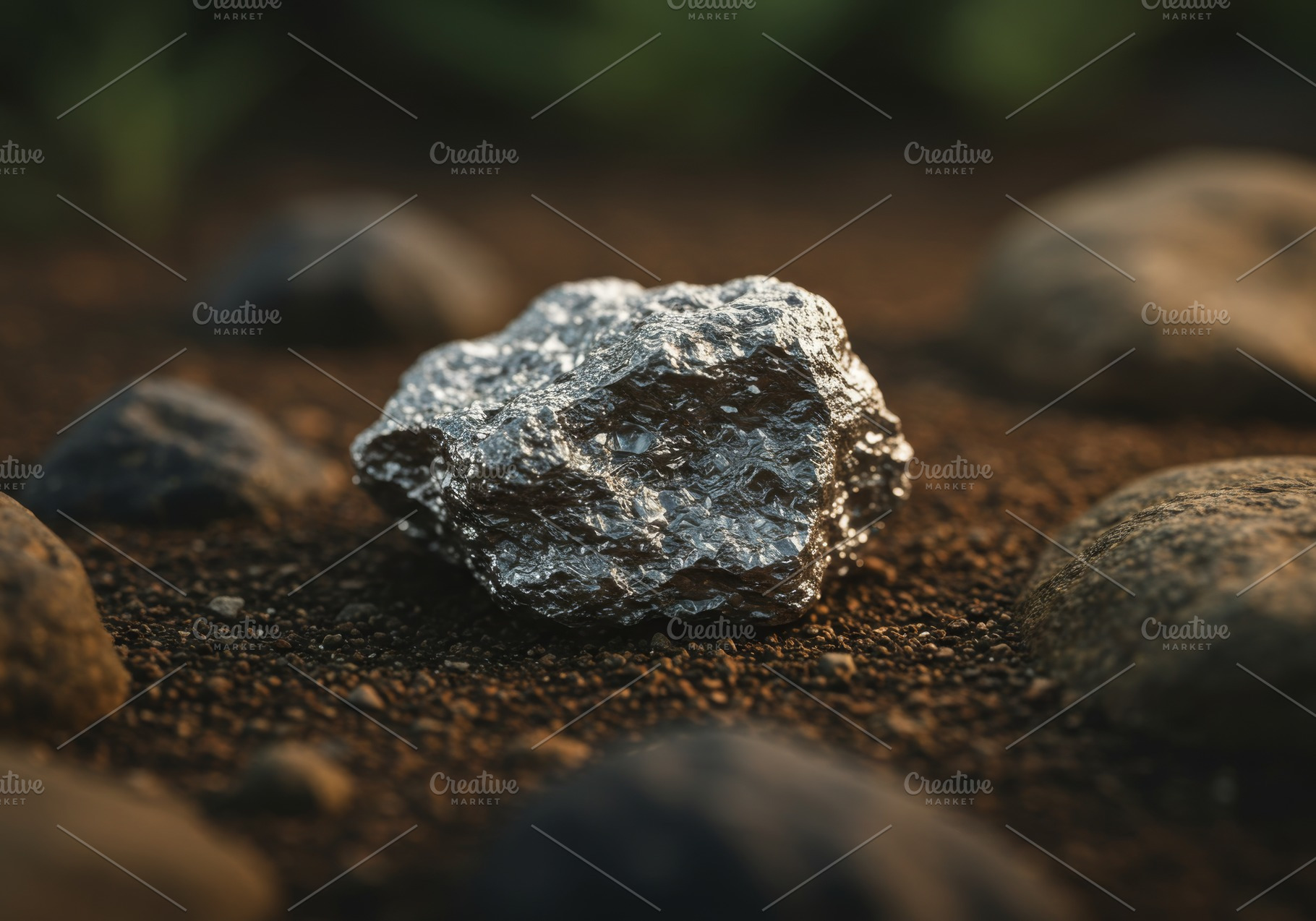 Textured raw silver nugget on dark s, a Nature Photo by professorinc