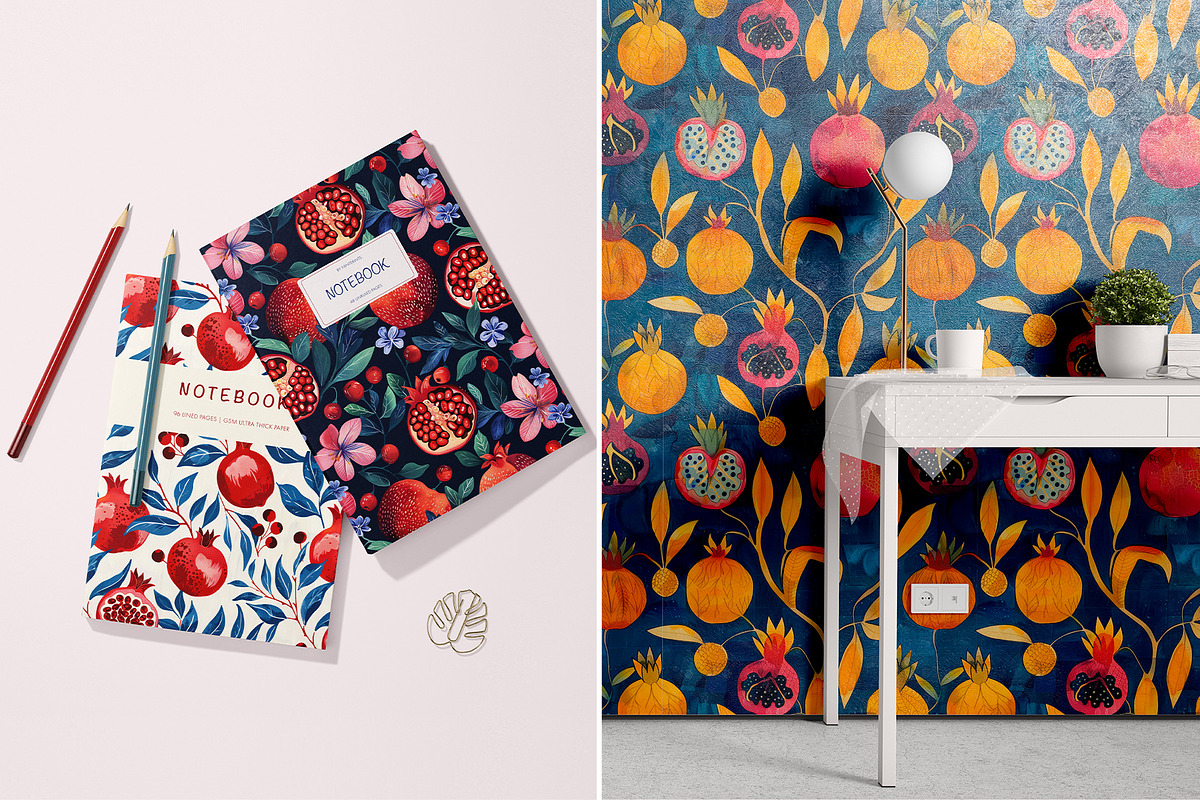 Blue Pomegranates Patterns, a Pattern Graphic by Ninterints (Photo 18 of 19)