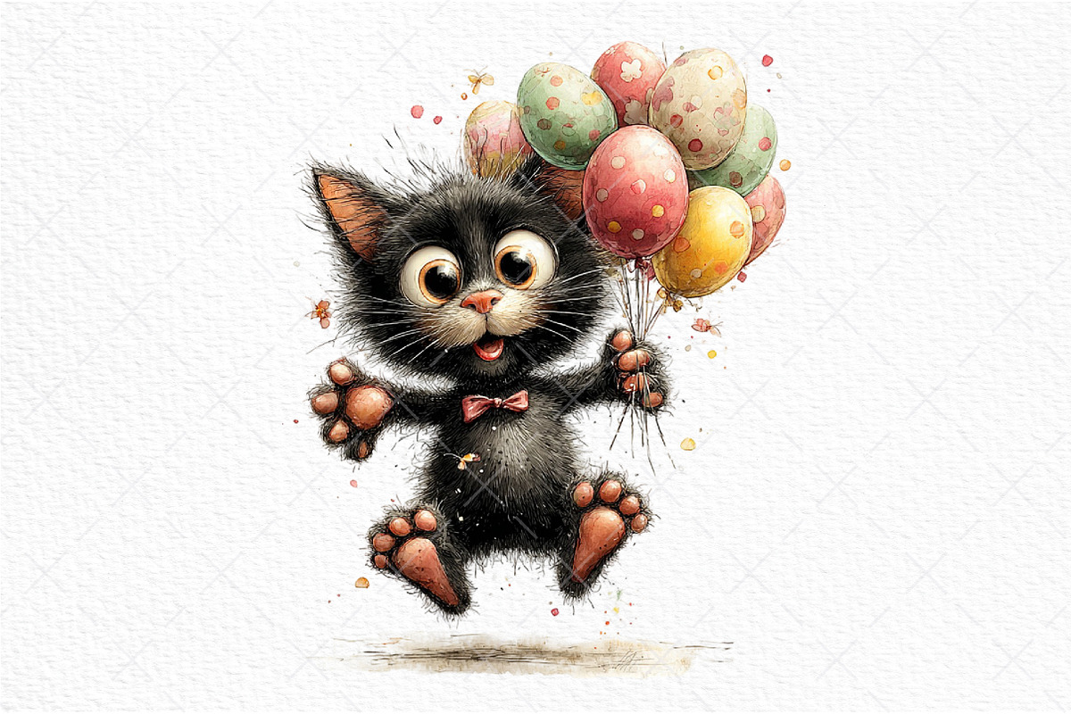 Whimsical Easter Black Cat Clipart, an Illustration by Craft Nest (Photo 10 of 11)