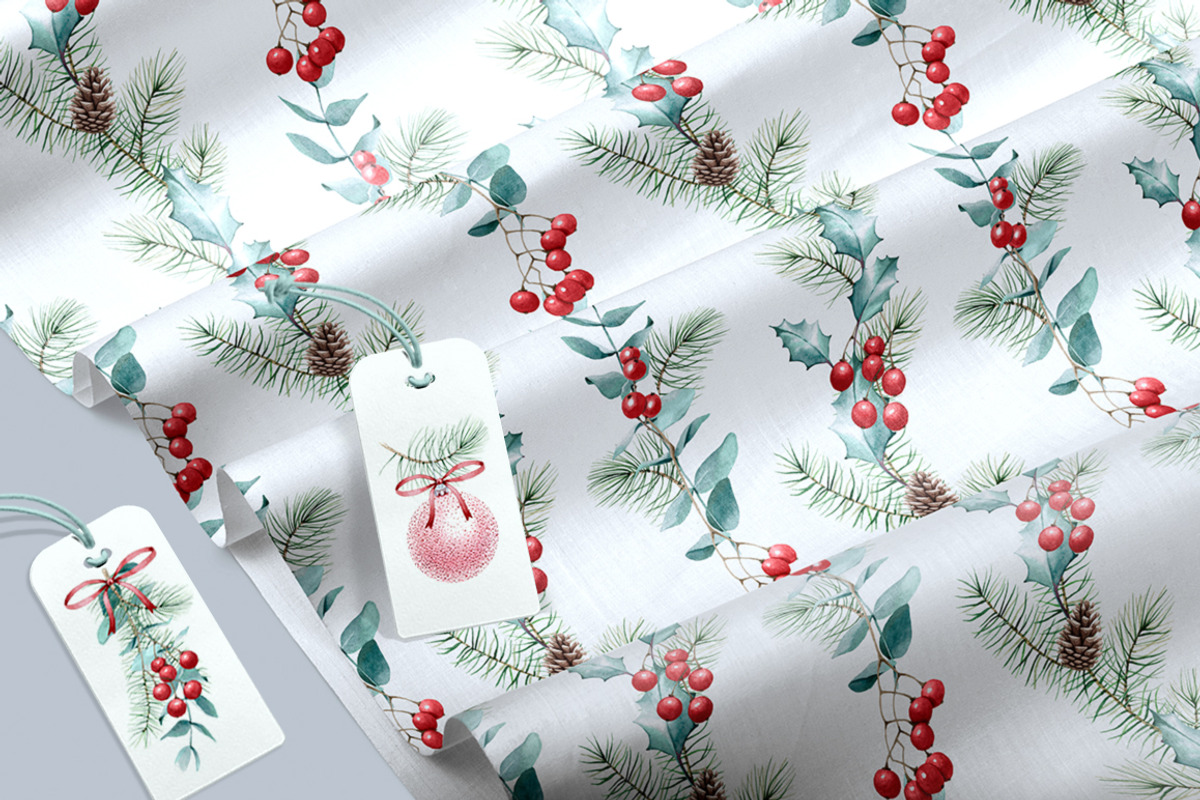 Holly Jolly Christmas watercolor set, a Decorative Illustration by MariArtySpace (Photo 6 of 7)