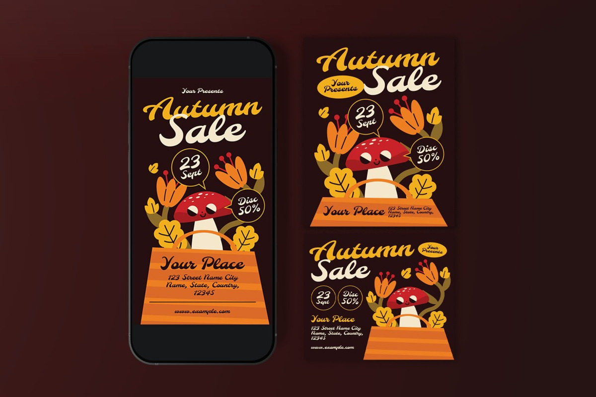 Brown Quirky Autumn Sale Flyer Set preview 3