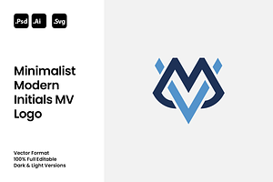 Minimalist Modern Initials MV Logo, a Branding & Logo Template by Luxury Logos