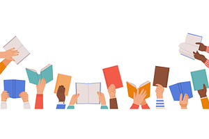 Hands with books. Human holding, a Background Graphic by winwin.art