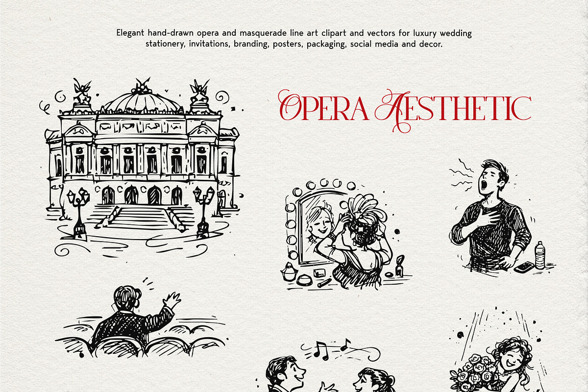Opera Aesthetic: Vector Line Art, a Decorative Illustration by divanovskaya_nv (Photo 11 of 19)