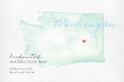 Watercolor Map of Washington, a Graphic by Beloved Paper (Thumbnail 1 of 6)