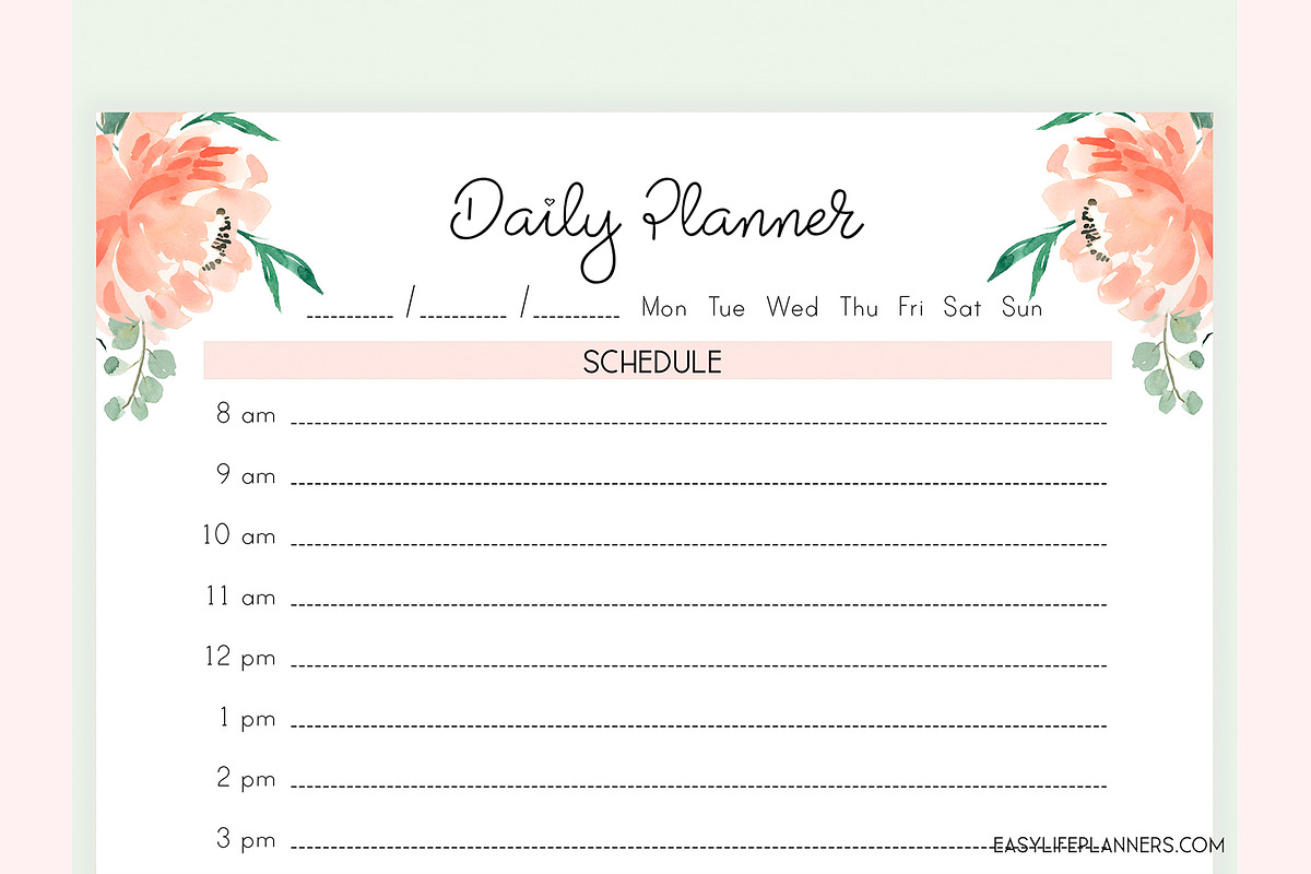 Daily Planner A5 Inserts for Filofax, a Stationery Template by EasyLifePlanners (Photo 2 of 4)