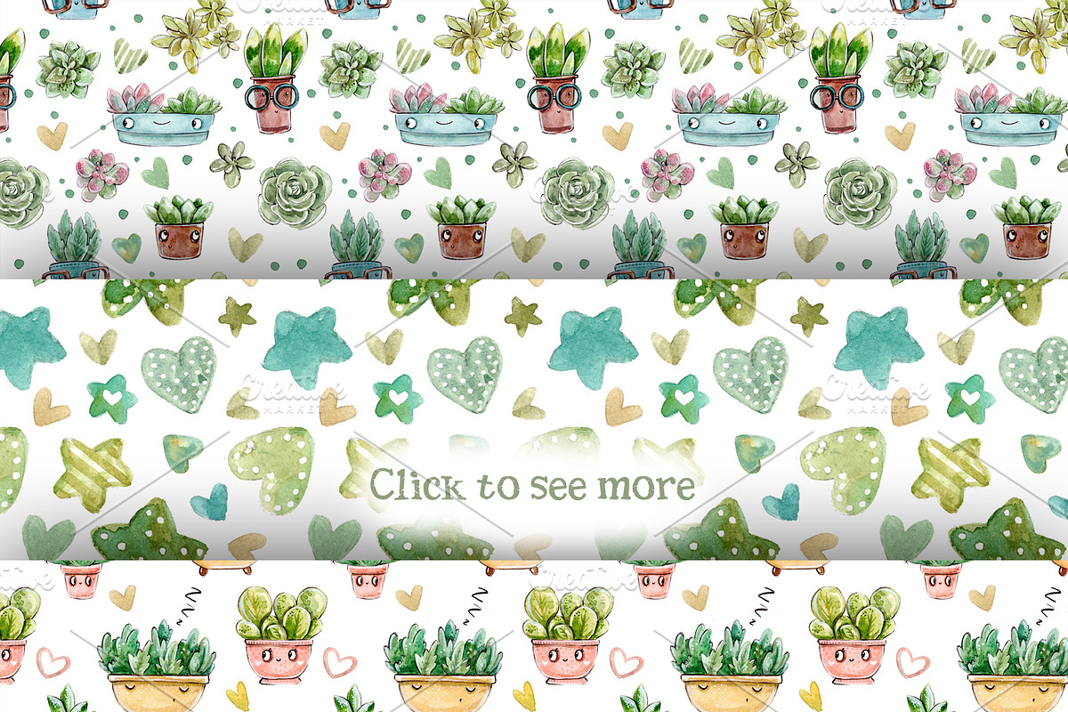 Cacti & Succulents set +8 patterns, a Decorative Illustration by Kristina Crocus (Photo 3 of 5)