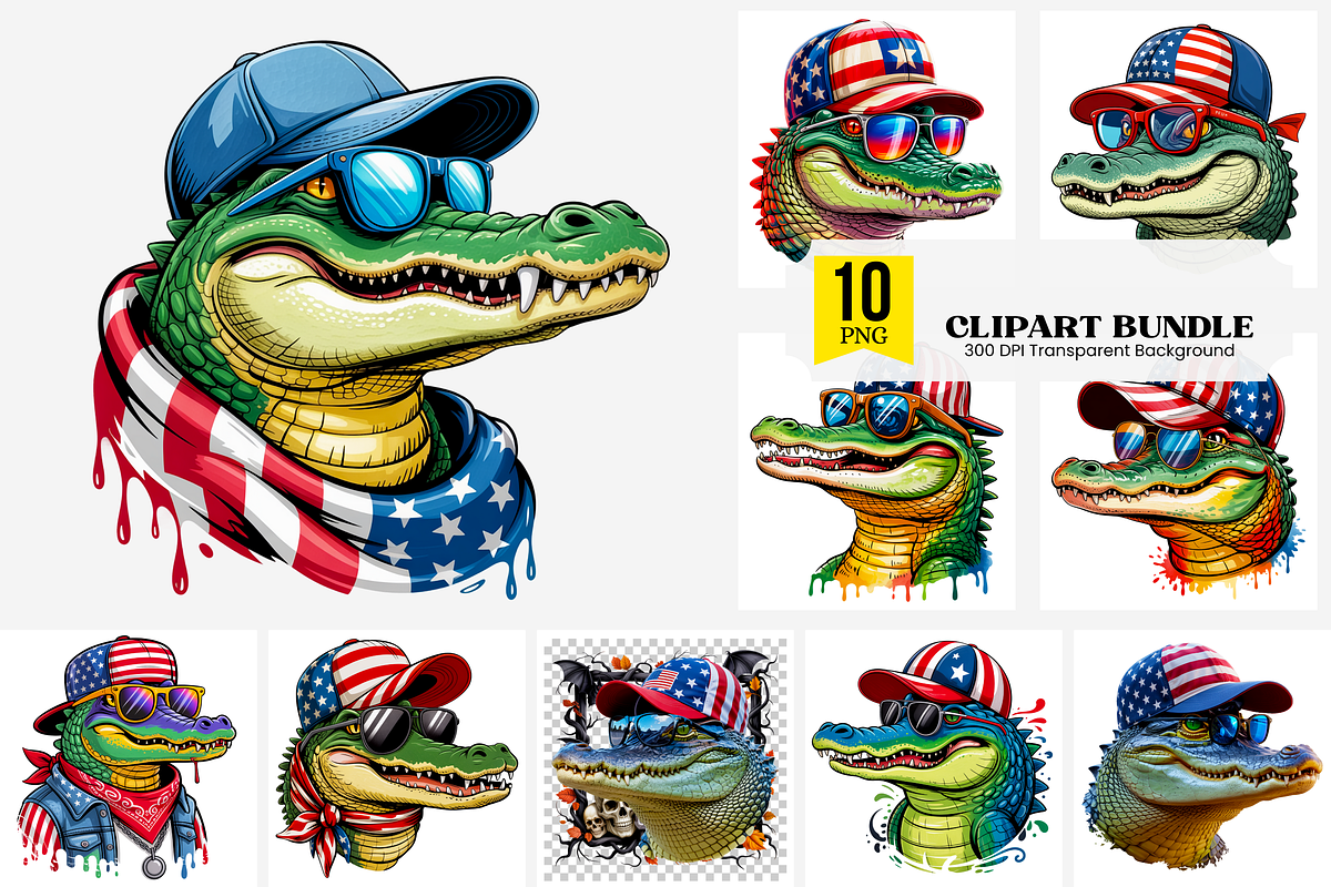 Alligator Png, Patriotic Png Bundle, an Illustration by Clipart Bloom (Photo 1 of 11)