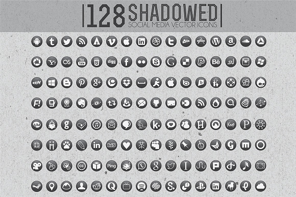 Shadowed Social Media Vector Icons