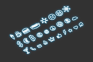 Blue Neon Special Symbols 3D Model