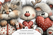 Valentine's Day Animals Clipart PNG, an Illustration by SinaCreation (Thumbnail 1 of 11)
