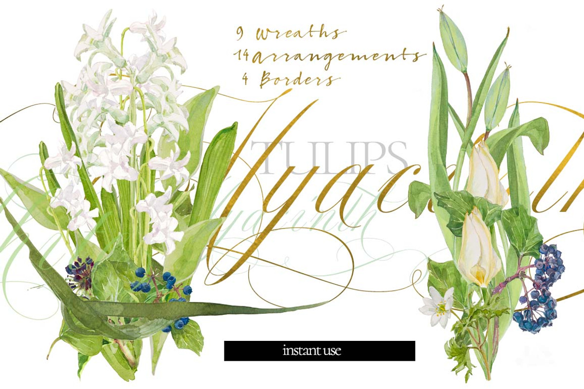 White Bouquets&Wreaths in watercolor, an Illustration by watercolorwild.graphics (Photo 4 of 14)