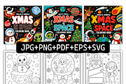Xmas in Space Bold & Easy Coloring, a Seasonal Illustration by Coco Bloom (Thumbnail 2 of 3)