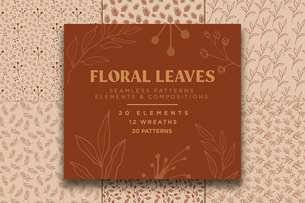 Floral & Leaves Seamless Patterns, a Pattern Graphic by PixelHive Pro (Photo 1 of 9)
