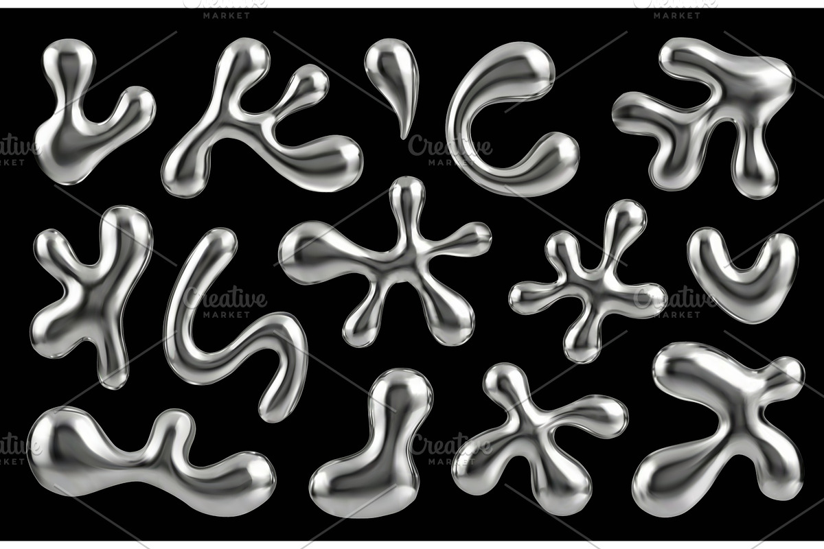 Chrome liquid 3d with blob metallic, an Illustration by winwin.art