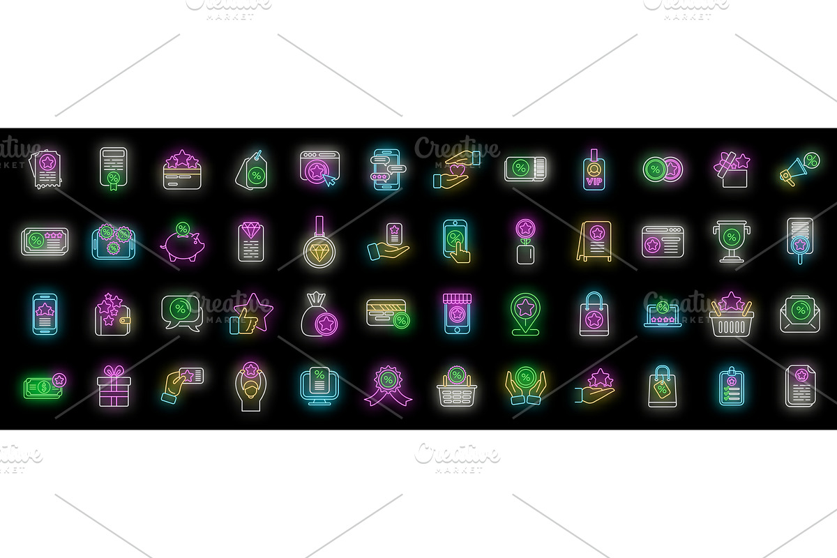 Customer loyalty program icons set, an Object Illustration by Ylivdesign