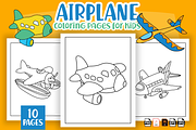 Airplane Coloring Pages for Kids, an Education Illustration by MK.CreativeHub (Thumbnail 1 of 3)