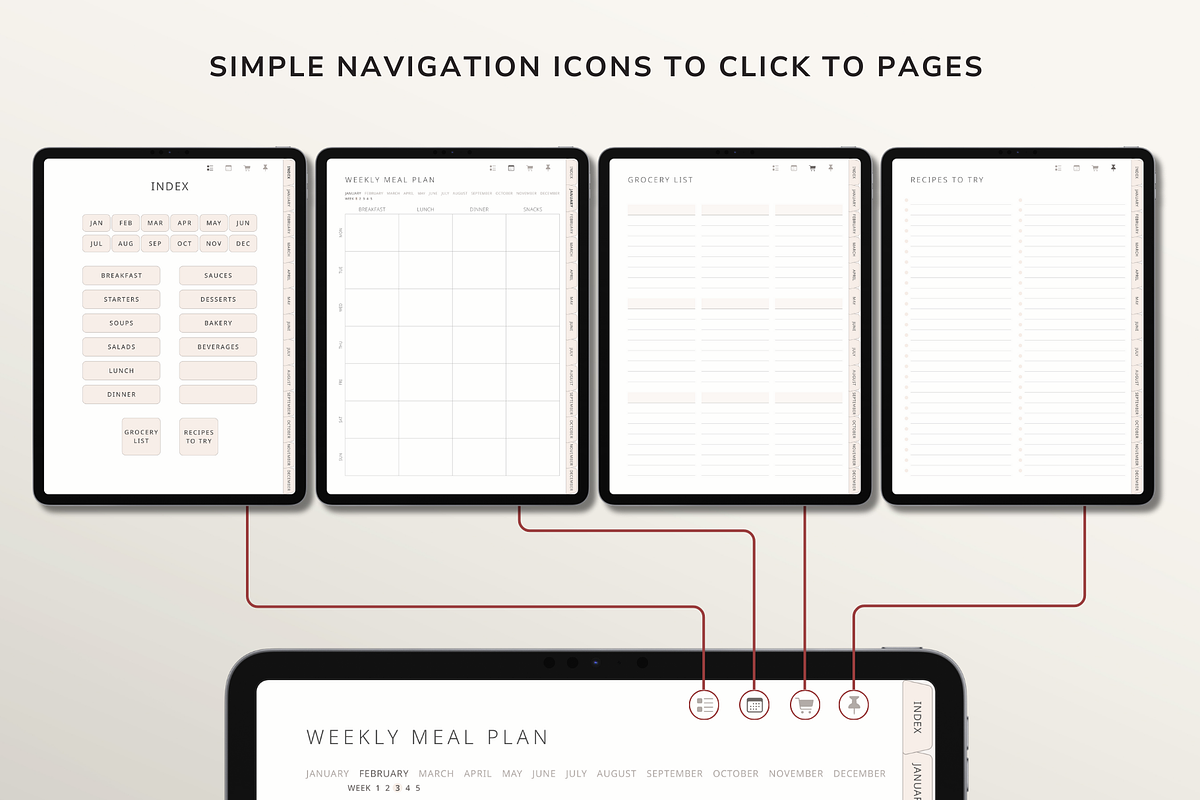 Digital Meal Planner for GoodNotes, a Templates & Theme by OrganizationOasisRo (Photo 8 of 10)