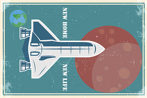 Space Posters. Retro Style. Vector