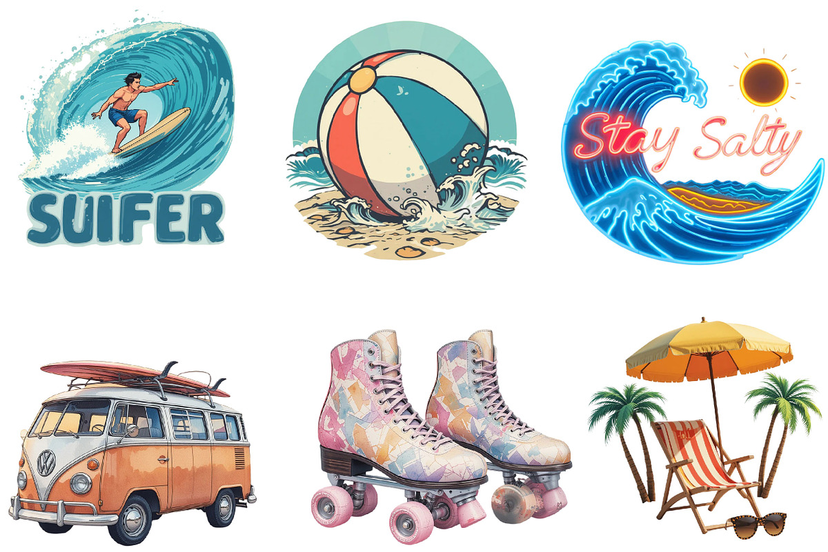 Watercolor Summer Clipart Bundle, an Illustration by Pixels.Craft (Photo 2 of 5)
