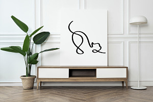 Modern Cat Drawing Vector Art