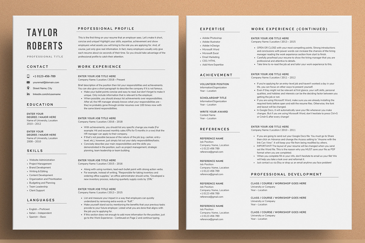 Resume/CV - The Taylor, a Resume Template by CreativeLandStudio (Photo 3 of 9)