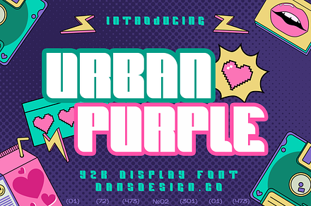 Urban Purple Modern Y2k Display Font, a Sans Serif Font by dansdesign